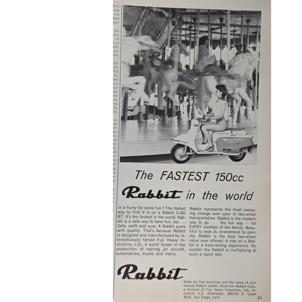 Vintage 1964 Rabbit 150cc‎ Scooter Advertisement - Fastest in the World Fuji
